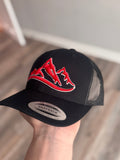 Red and white trucker cap